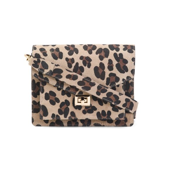 MARLON Tan Made In Italy Suede Grace Animalie Crossbody - Picture 1 of 1